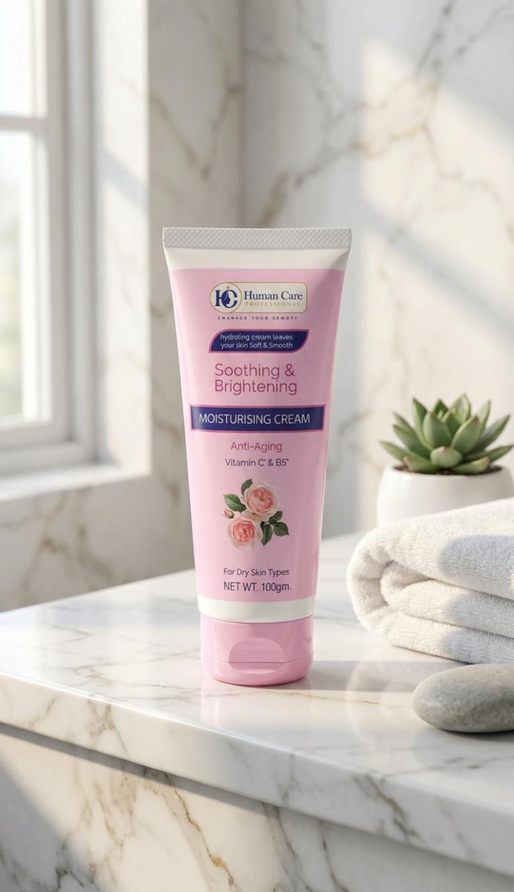 Human Care Smoothing and Brightening Moisturizing Cream, Anti- Aging, Vitamin C & B5  for Dry skin 100 G  2