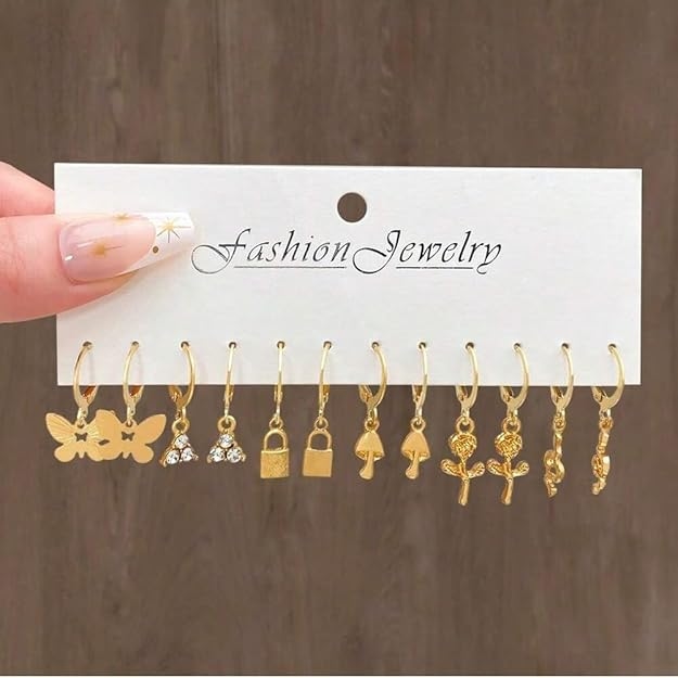 12 Pairs Combo Set Latest Stylish Drop Earrings for Women 4