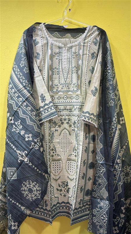 kurti set for women blue hand work 4