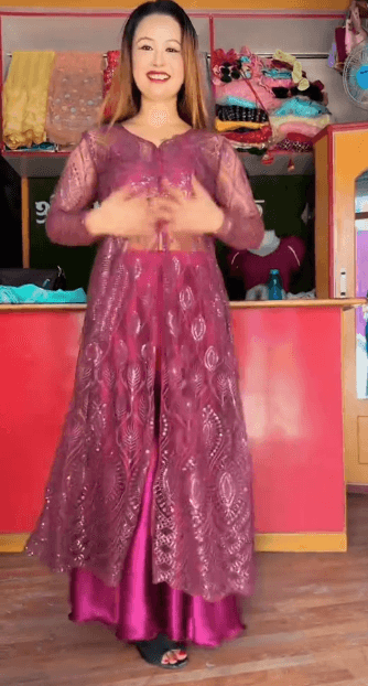 Lehenga with outer set colour pink 1