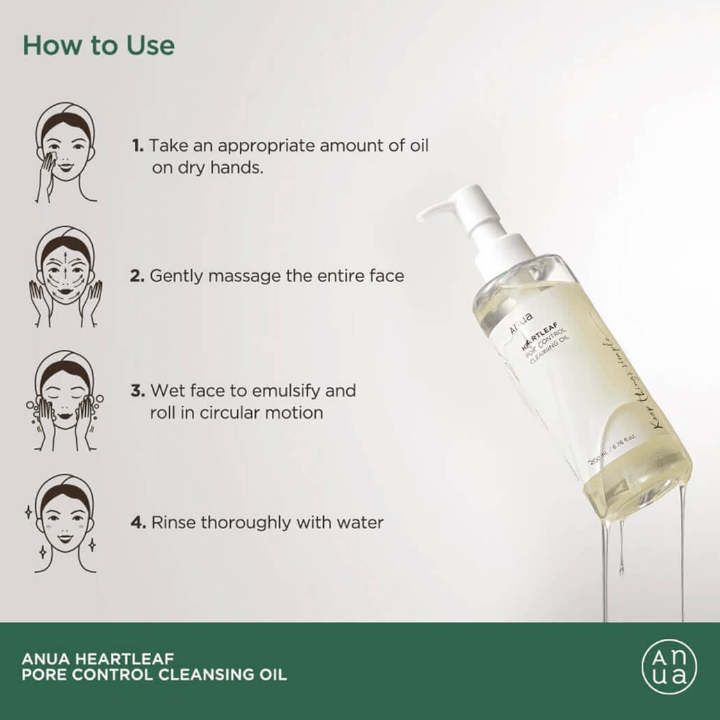 Anua Heartleaf Pore Control Cleansing Oil, Makeup Blackhead Remover, Oil Cleanser for Face, Korean Skin Care 200ml 5
