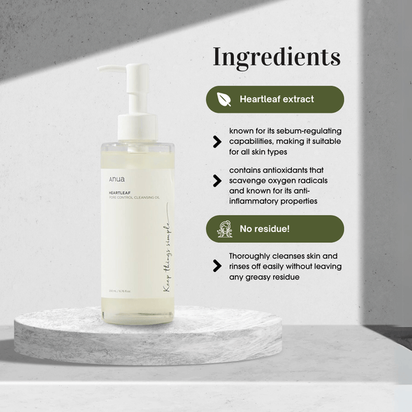 Anua Heartleaf Pore Control Cleansing Oil, Makeup Blackhead Remover, Oil Cleanser for Face, Korean Skin Care 200ml 7