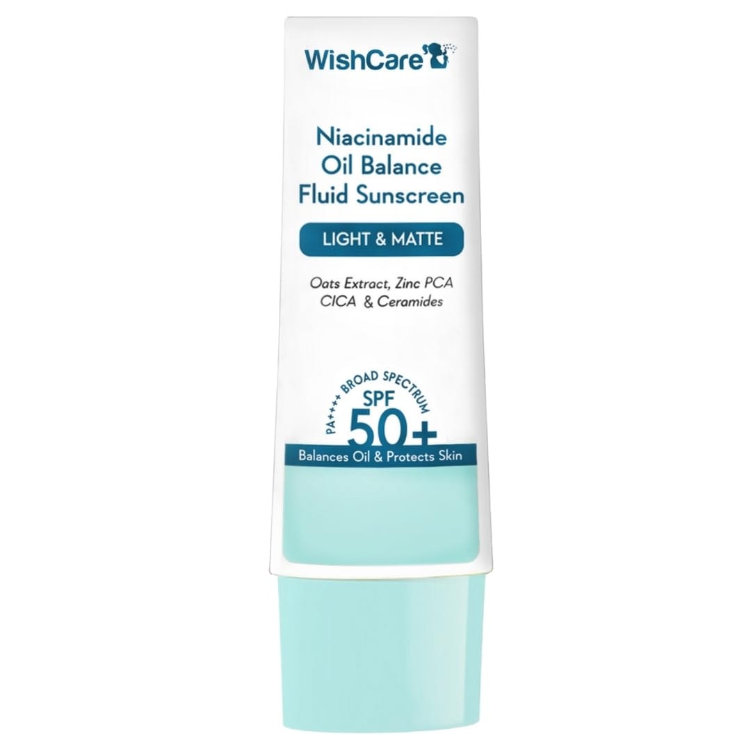 WishCare 5% Niacinamide Oil Balance Fluid Sunscreen SPF 50 PA++++ - Light & Matte Sunscreen for Oily Skin with Broad Spectrum Protection & No White Cast - 50g 1