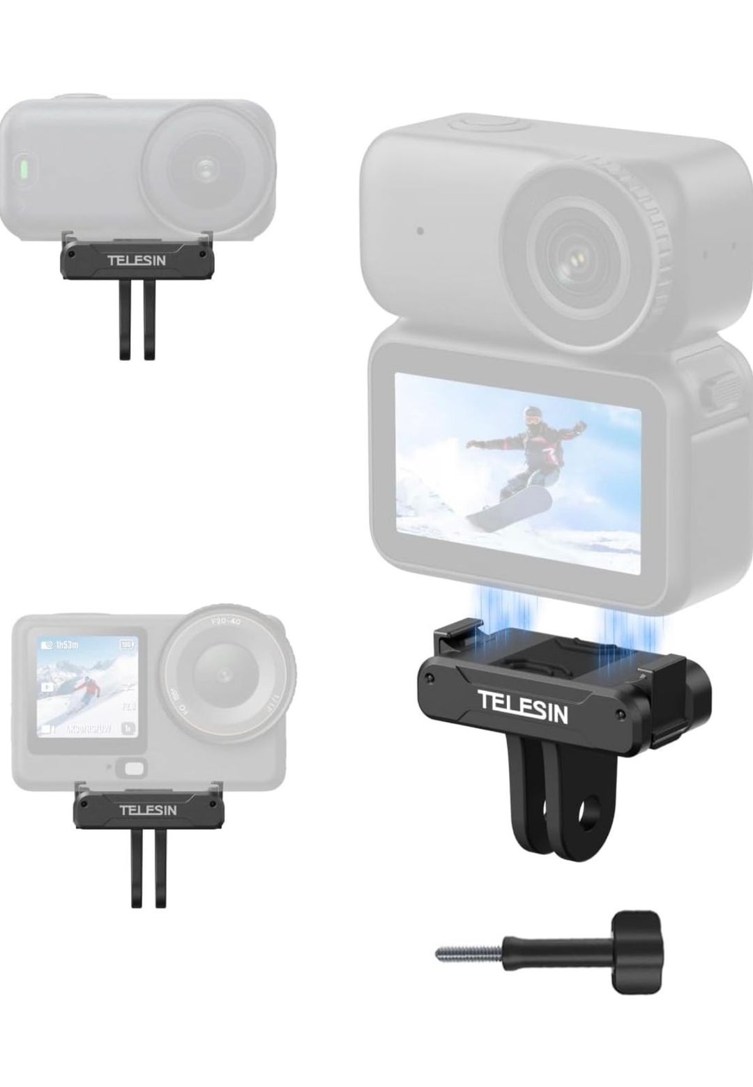 TELESIN Magnetic Quick Release Adapter Mount for DJI Osmo Nano/Action 6, with Dual-Direction Magnet, Metal Latches, Shock-Absorbing Silicone Pad, Adapter Base for DJI Osmo Nano/Action 6 Accessories 1