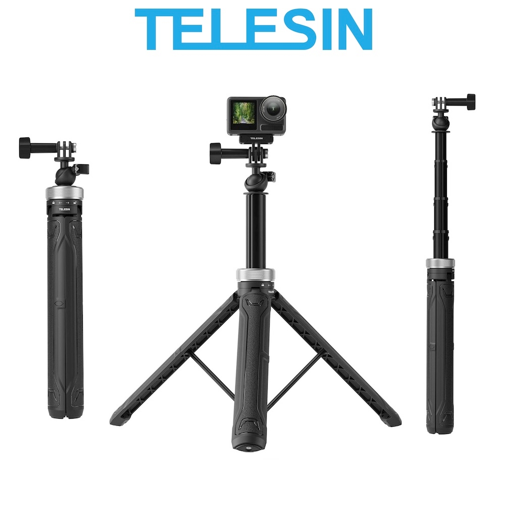 TELESIN 148cm 360 Rotating Ballhead Adjustable Tripod Selfie Stick for GoPro Insta360 DJI Action Camera 1
