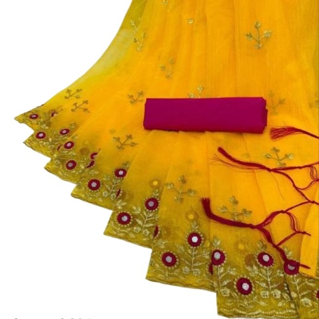 Net Fabric Saree With Blouse 1