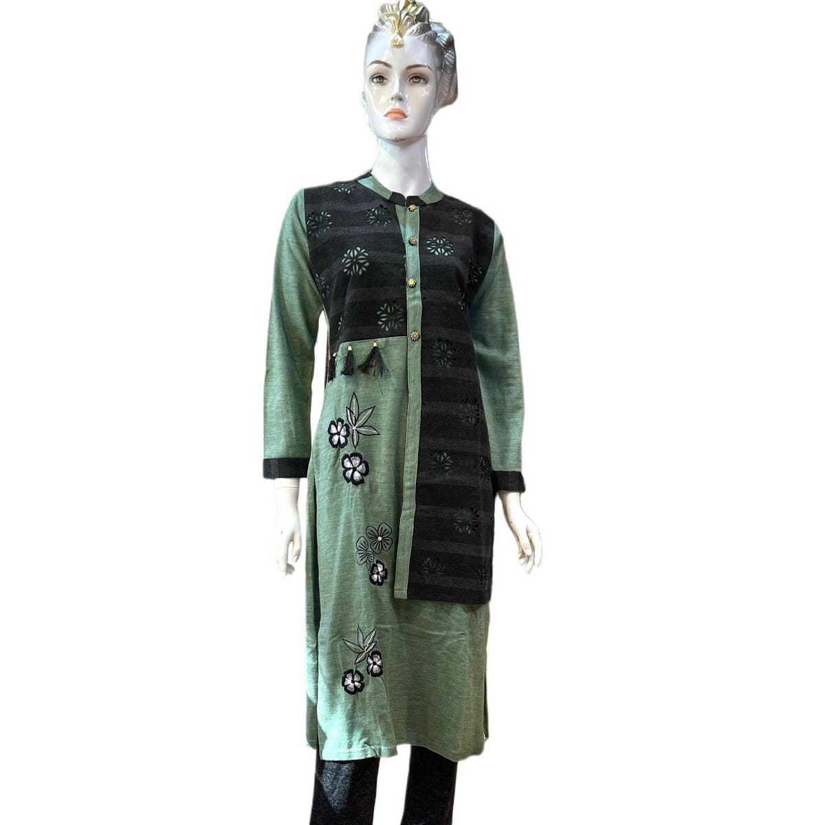 Stylish Woolen Kurti Tops for Women Trendy Comfortable Fit Pakistani Style Clothing 1
