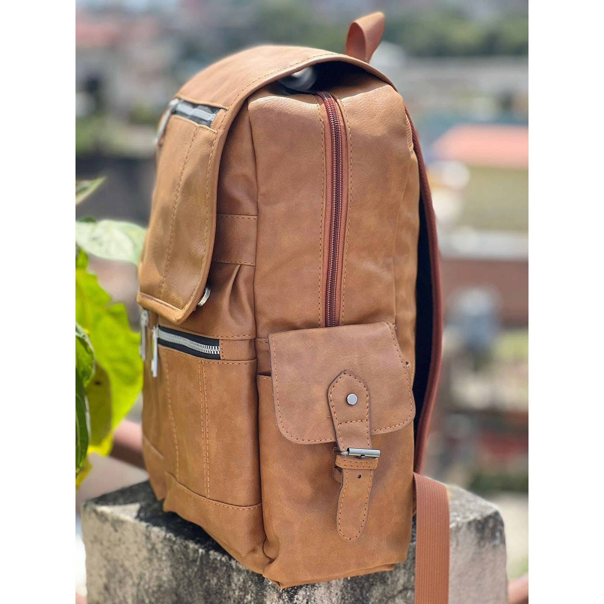 Leather Double Pocket Backpack For Casual School College Bag for Men And Women |Unisex Bag For Office And Casual Purpose 1