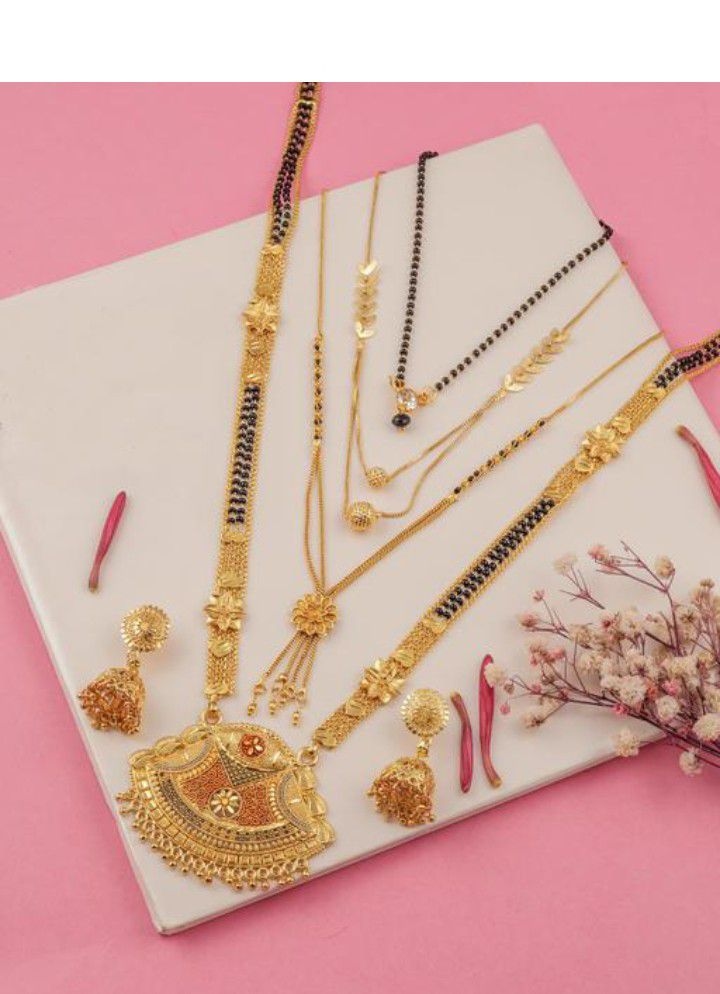 Women Goldplatet Magalsutra Jhumka Full Set 1