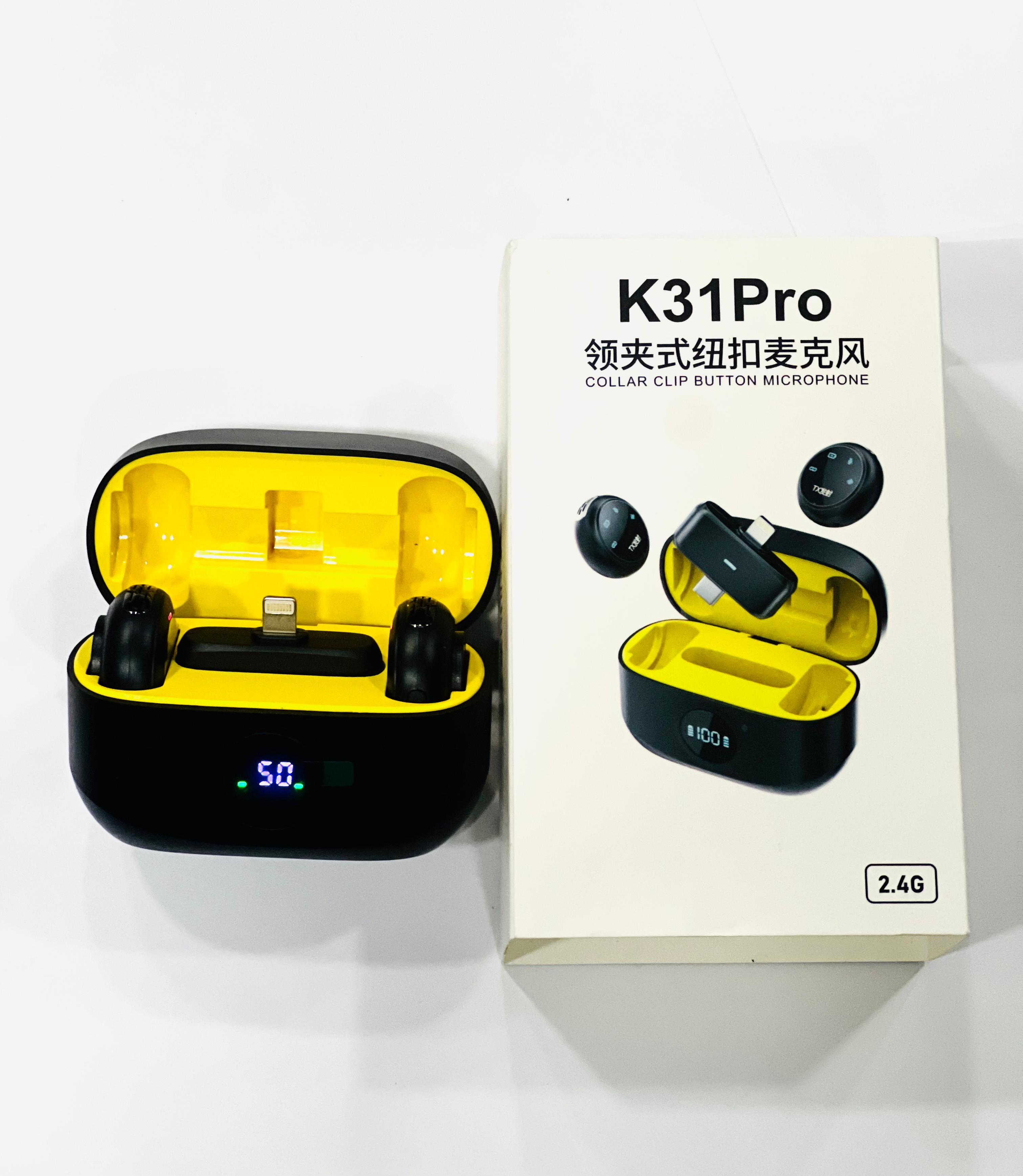 K31 PRO COLLAR CLIP BUTTON WIRELESS MICROPHONE FOR ANDROID & IOS 1