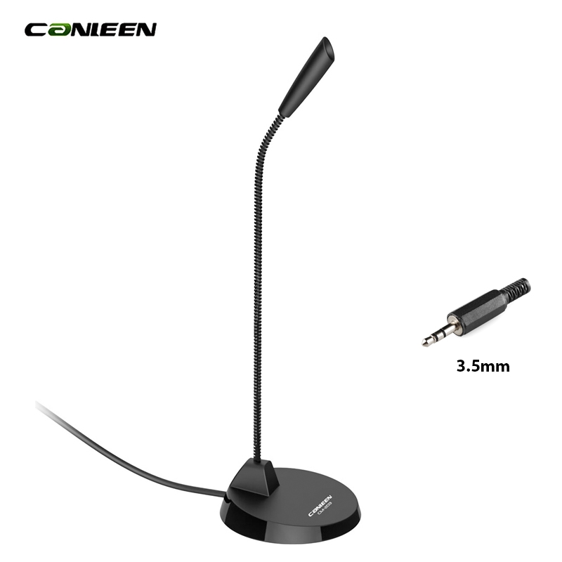 Canleen CM-201 Computer Microphone Plug & Play Home Studio 3.5mm Aux Condenser Microphone for PC/Desktop/Laptop/Notebook, Recording for YouTube, Podcasting, Gaming(Windows/Mac), Black 1