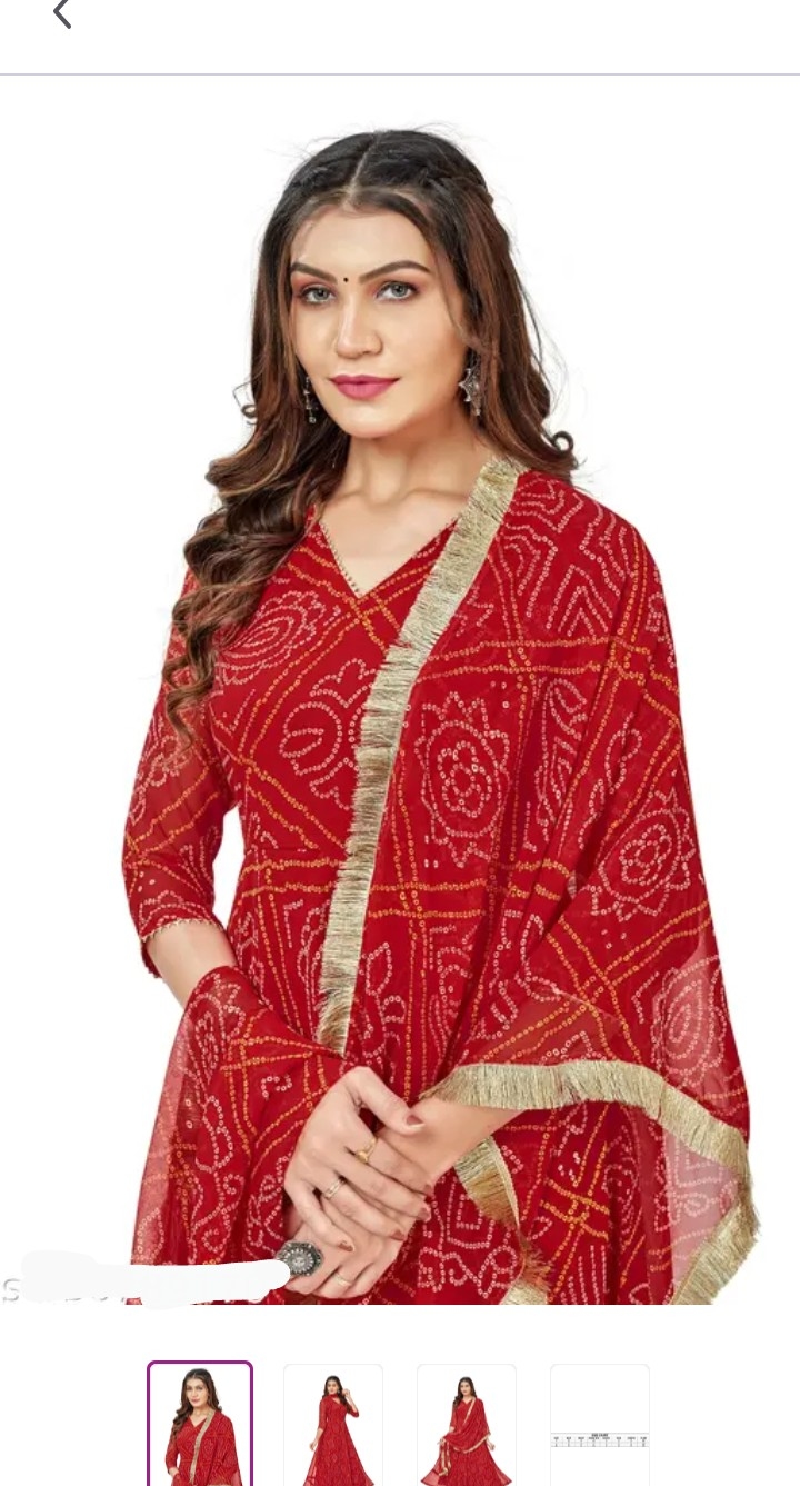 Anarkali Chundri Print Gaun Dupata 1