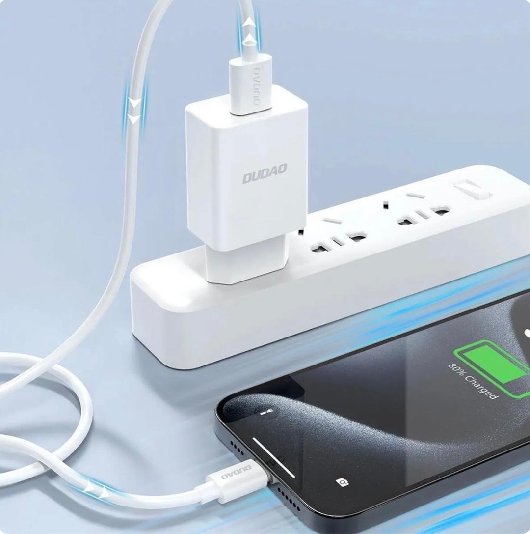 Dudao A20EU USB-A 18W network charger - white + USB-A - micro USB cable Type A Charger 1