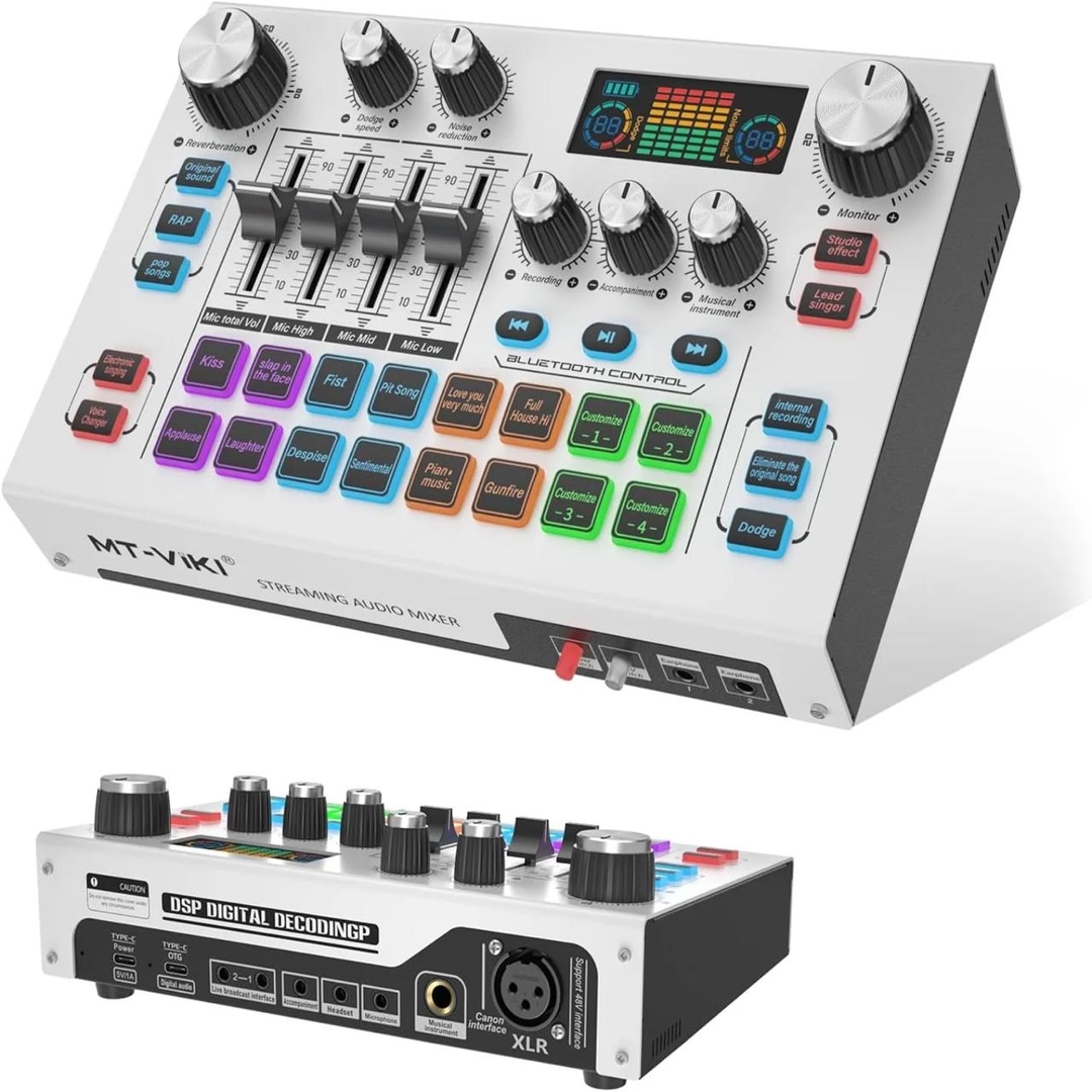 Professional Digital Mixer X7, USB Sound Interface Live Audio Mixer Sound Card Dual Core DSP Digital Chip Sound Mixer, Support Dual Mic & Live & Headphones for Live Streaming Recording Podcast Youtube Gaming DJ Mixer In PC Computer Laptop Phone. 1