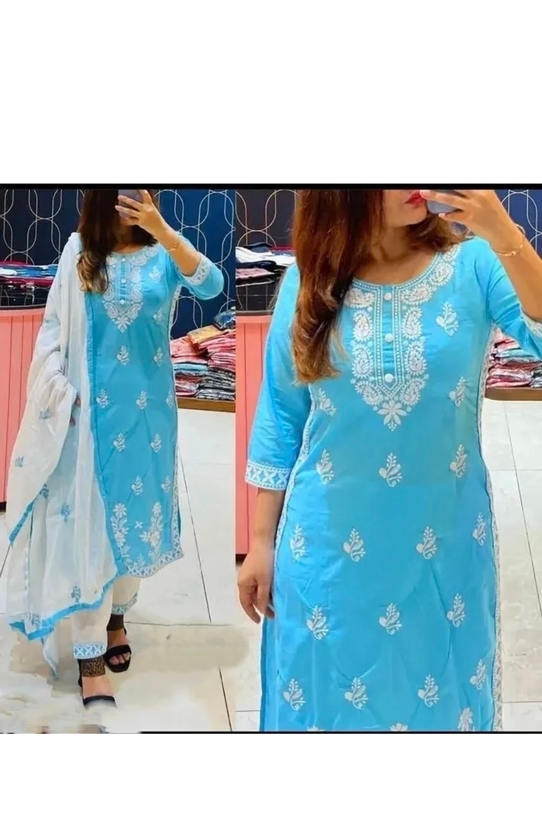 Anarkali Gaun Dupatta Plazo Set 1