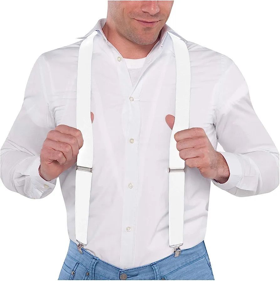White Elastic Suspenders For Men 1