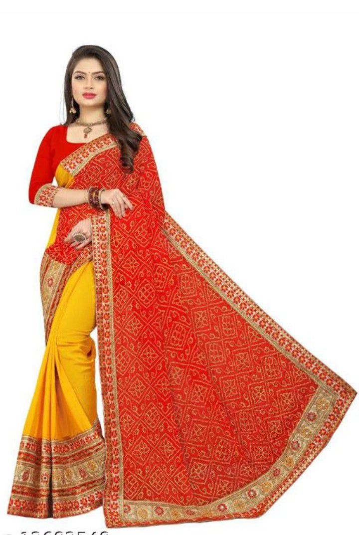 Bandani Georgette Multicolour Saree With Blouse 1