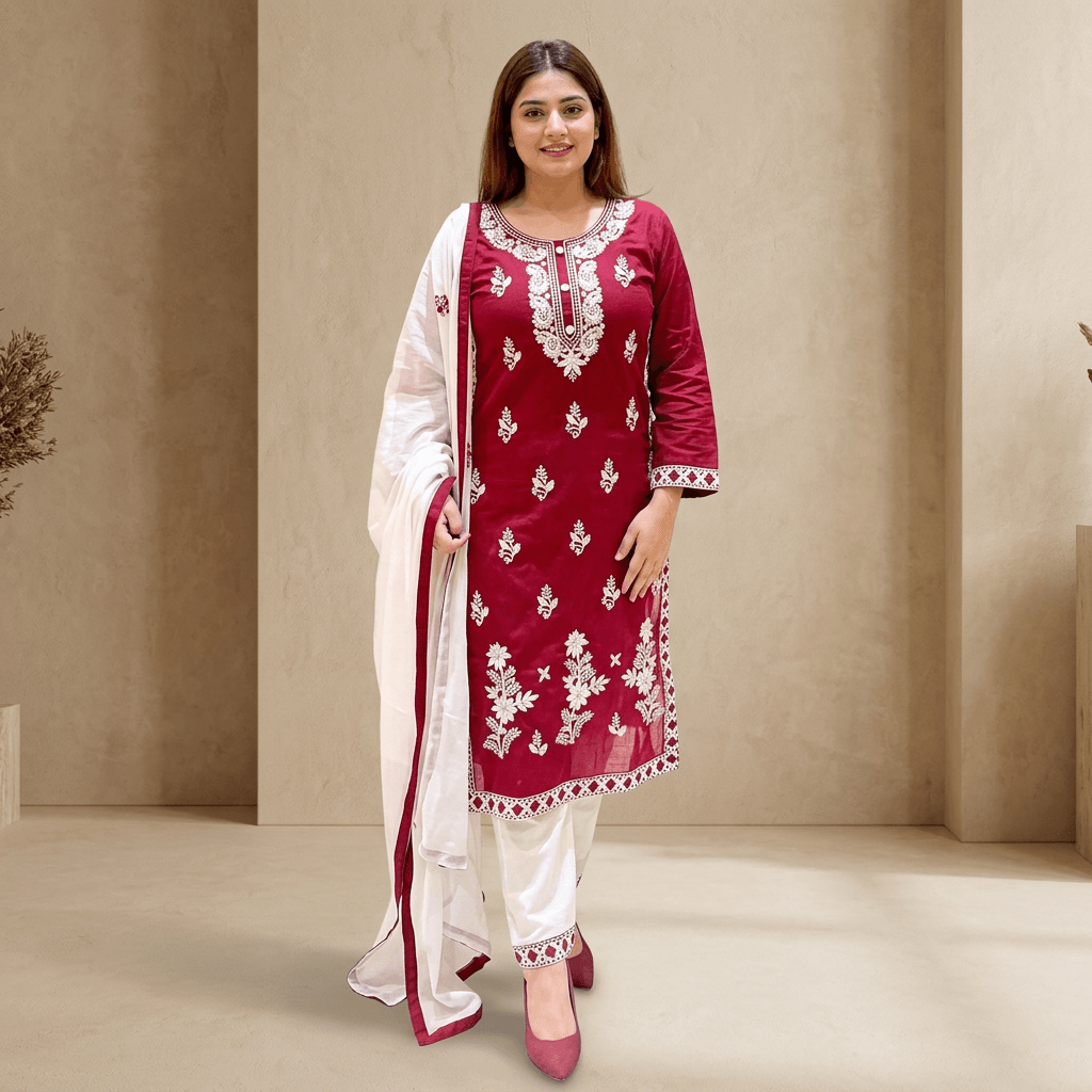 Anarkali Gaun Dupatta Plazo Set 1