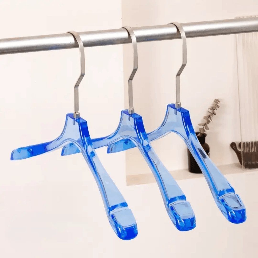 Premium Blue Transparent Plastic Clothes Hanger for Shirt, Dress & Trouser 1