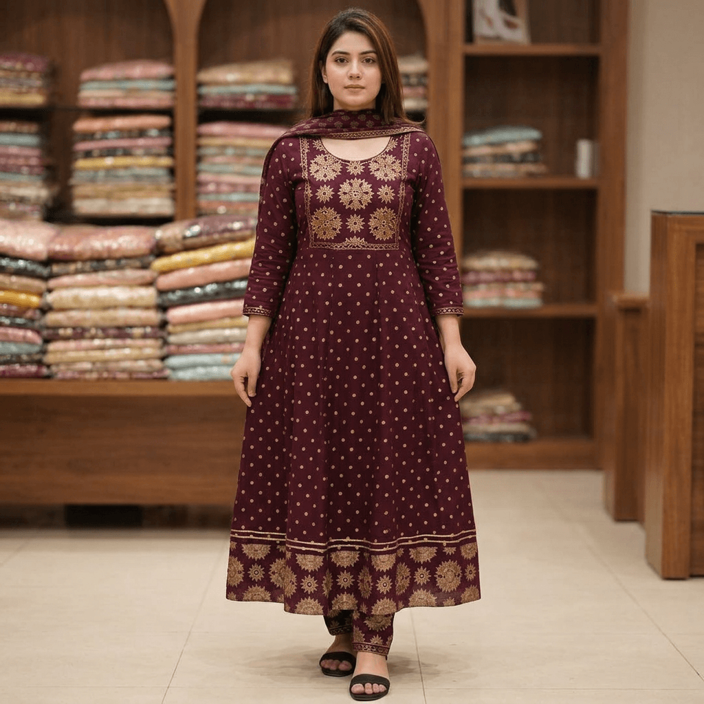 Anarkali Gaun Duppta Plazo Set 1