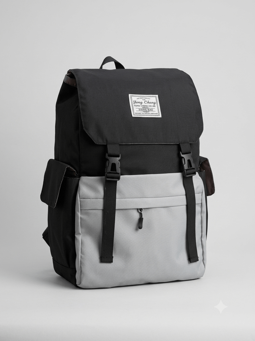 Stylish Unisex Backpack | Large Capacity Travel & College Bag | 48 x 30 x 15 cm | Black & Grey 1