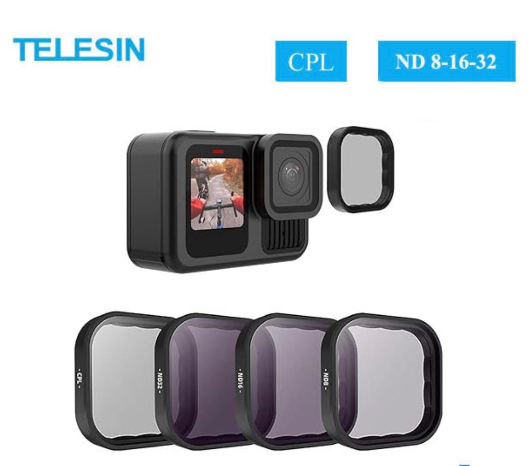 TELESIN ND8 ND16 ND32 CPL Lens Filter Set Aluminium Alloy Frame for 12 Hero 12 11 11 9 Black Action Camera ND CPL Lens 1