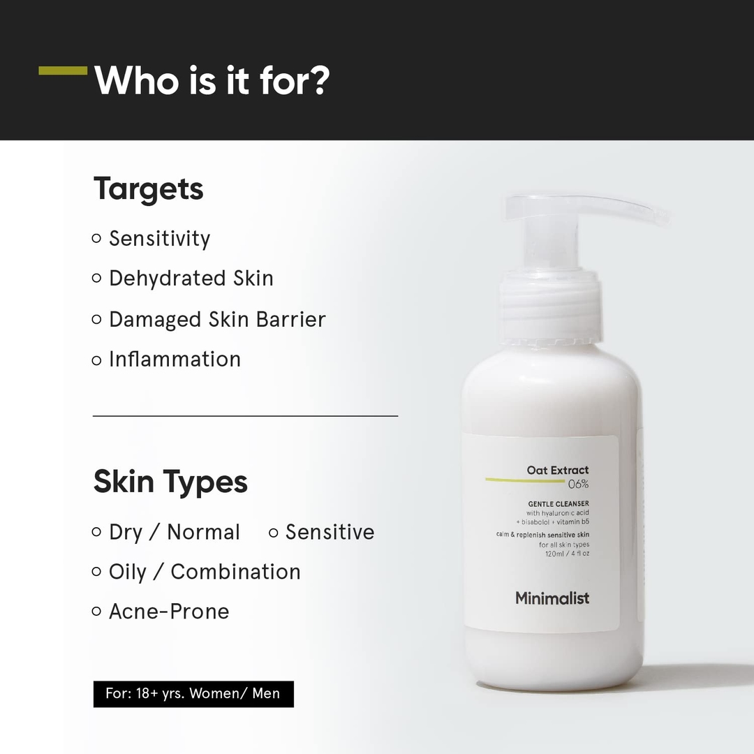 Minimalist 6% Oat Extract Gentle Cleanser with Hyaluronic Acid for Sensitive Skin | 120 ml 2