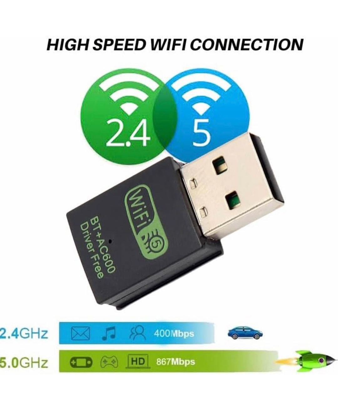 5g 600 Mbps Wifi Dongle Wireless Usb Adaper Wifi Receiver 1