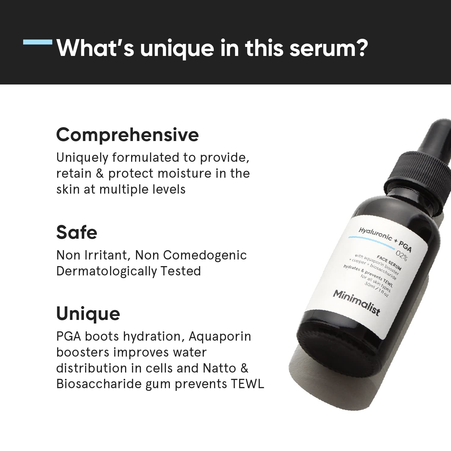 Minimalist 2% Hyaluronic Acid + PGA Serum for Intense Hydration, Glowing Skin & Fines Lines 30ml 3