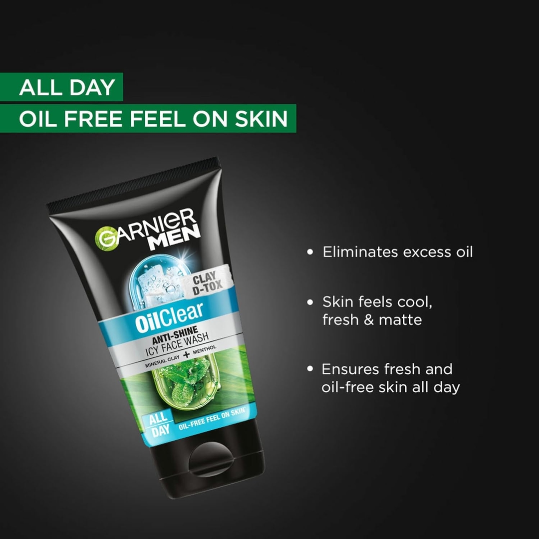 GARNlER Men Oil Clear Clay D -Tox Facewash (100g) 3