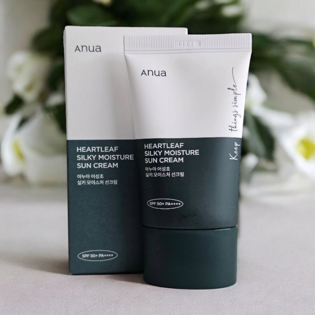 Anua Heartleaf Silky Moisture Mild Sunscreen SPF50 PA++++ – 50ml | Korean Skincare | Lightweight, Hydrating & Non-Greasy for All Skin Types 1