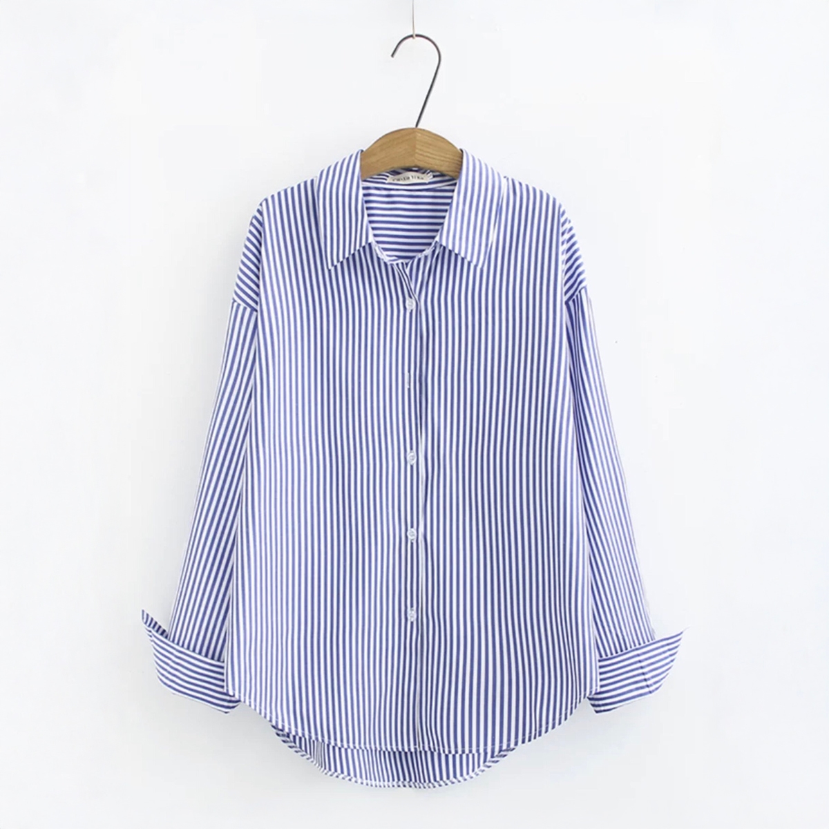 Shirt For Women Summer Cotton Blend Striped Oversized Long Sleeve Casual Korean Style Multiple Colors 1