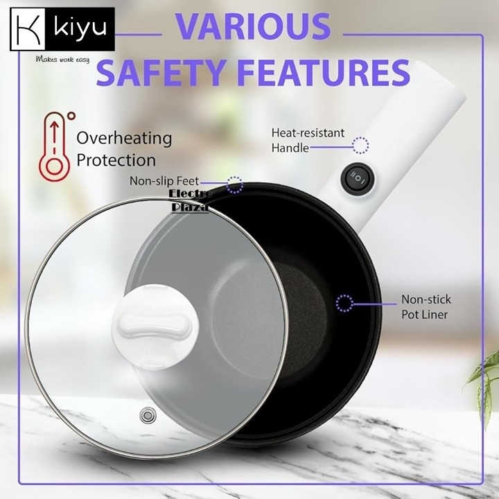 KIYU Electric Hot Pot Rapid Noodles Cooker, Non-Stick Hot Pot Electric Cooking Pan for Soup,Pasta, Steak, Perfect for Dorm and Camping, Steamer 22* 4