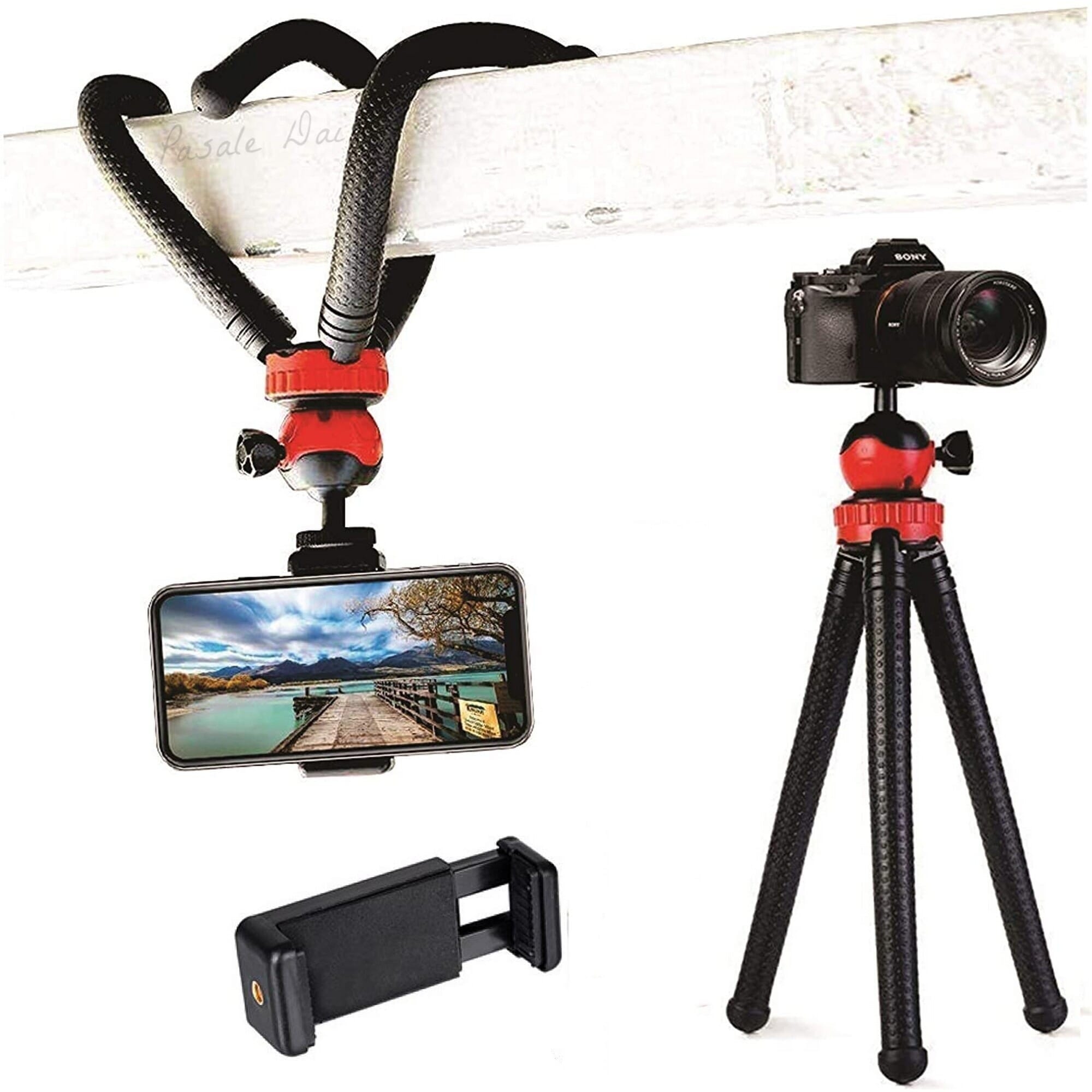 Black Flexible Gorilla Tripod for Mobile DSLR with Holder - 30CM 1