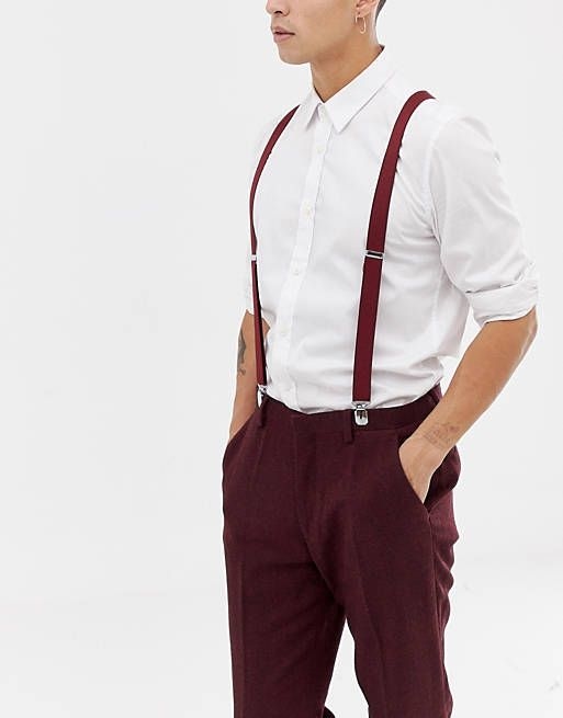 Maroon Elastic Suspenders For Men 1