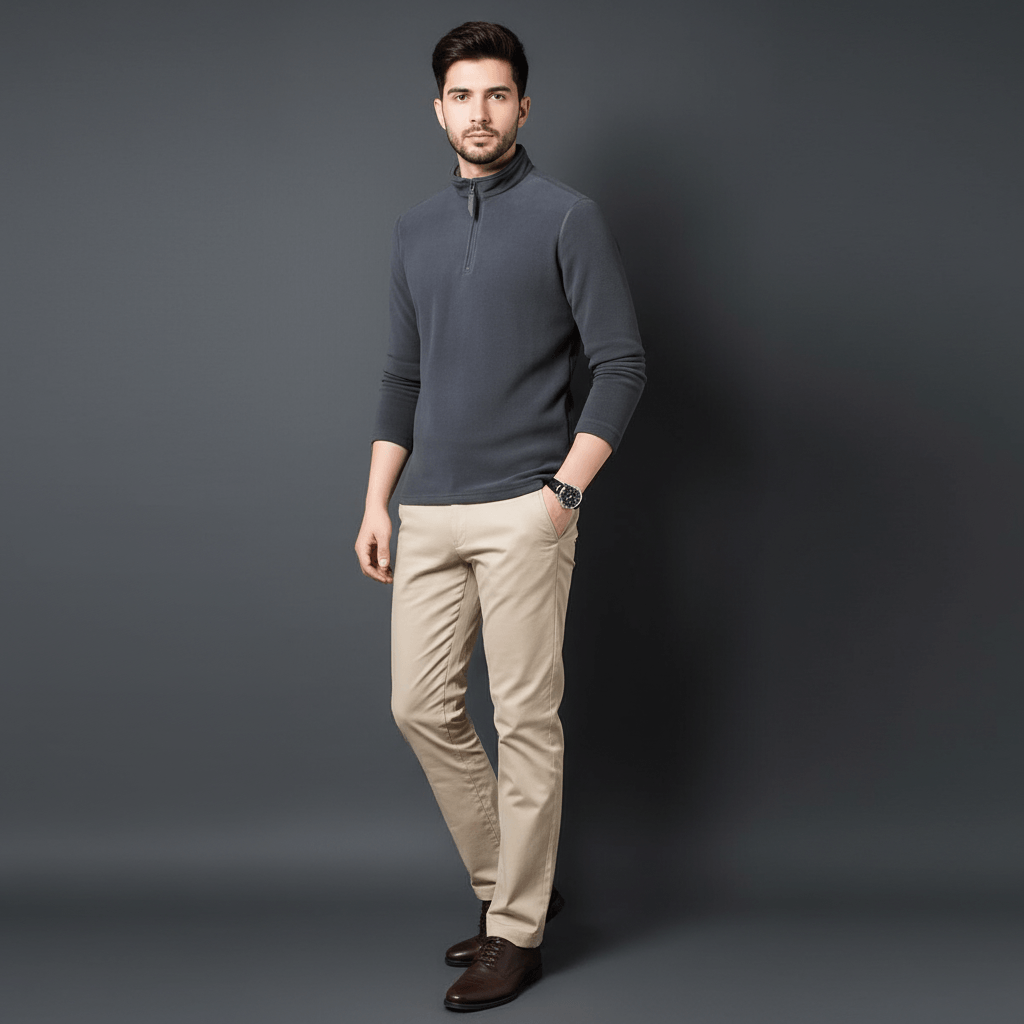 Polar Fleece Half Zip Hi-Neck For Men 1