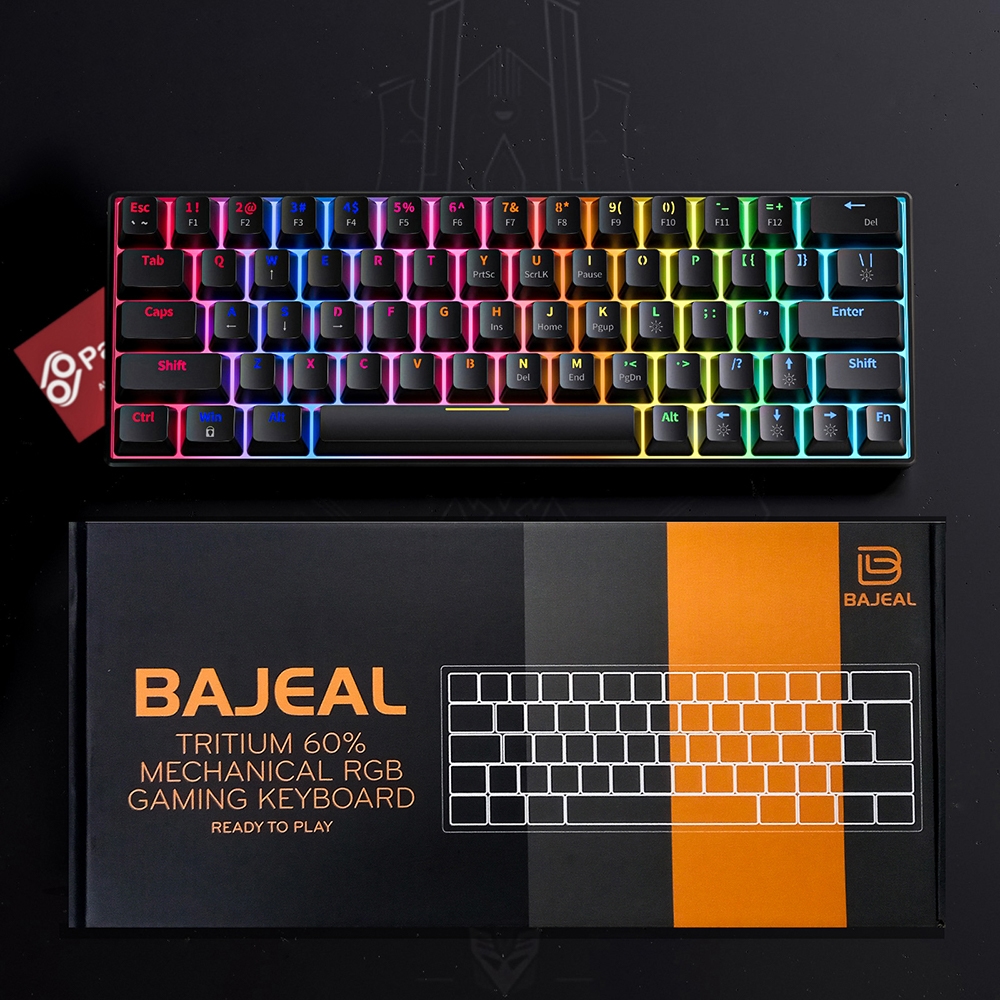 Bajeal G101 Tritium 60 Percent Rainbow RGB Gaming Mechanical Keyboard Blue Switch Detachable Wire - 61 Keys 1