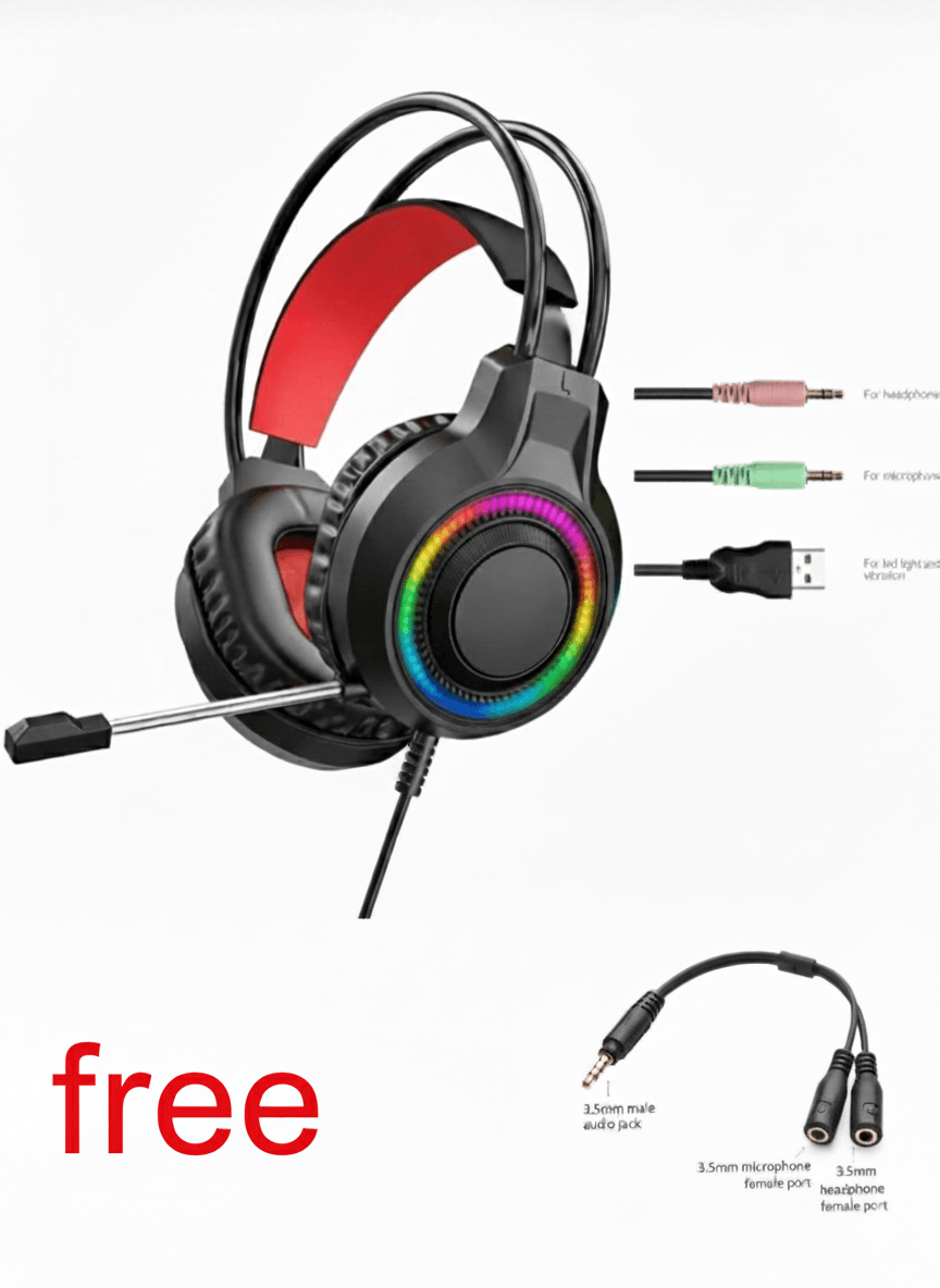 MISDE V6S RGB Lighting Gaming Stereo Headphone Headset Built-In Microphone And Volume Control Gamer Headset Support Wired 3.5mm Port. 1