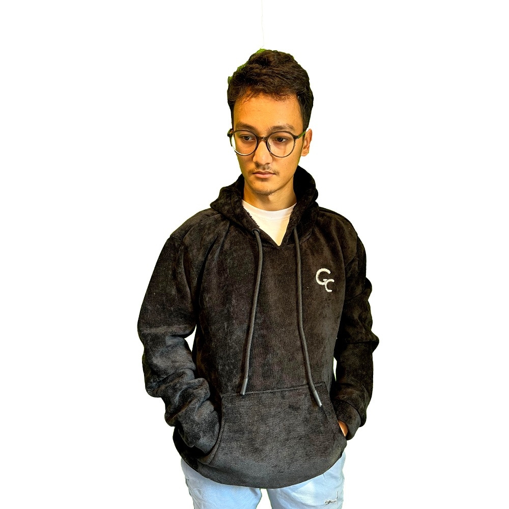 Black Premium Courtois Fleece Hoodie For Men 1