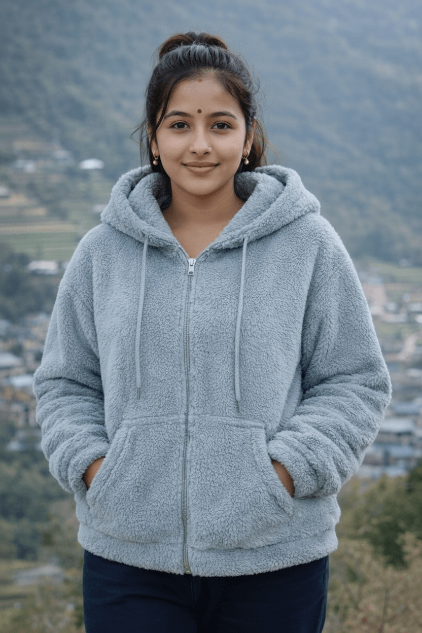 Fur Sherpa Hoodie Winter Jacket for Women 1