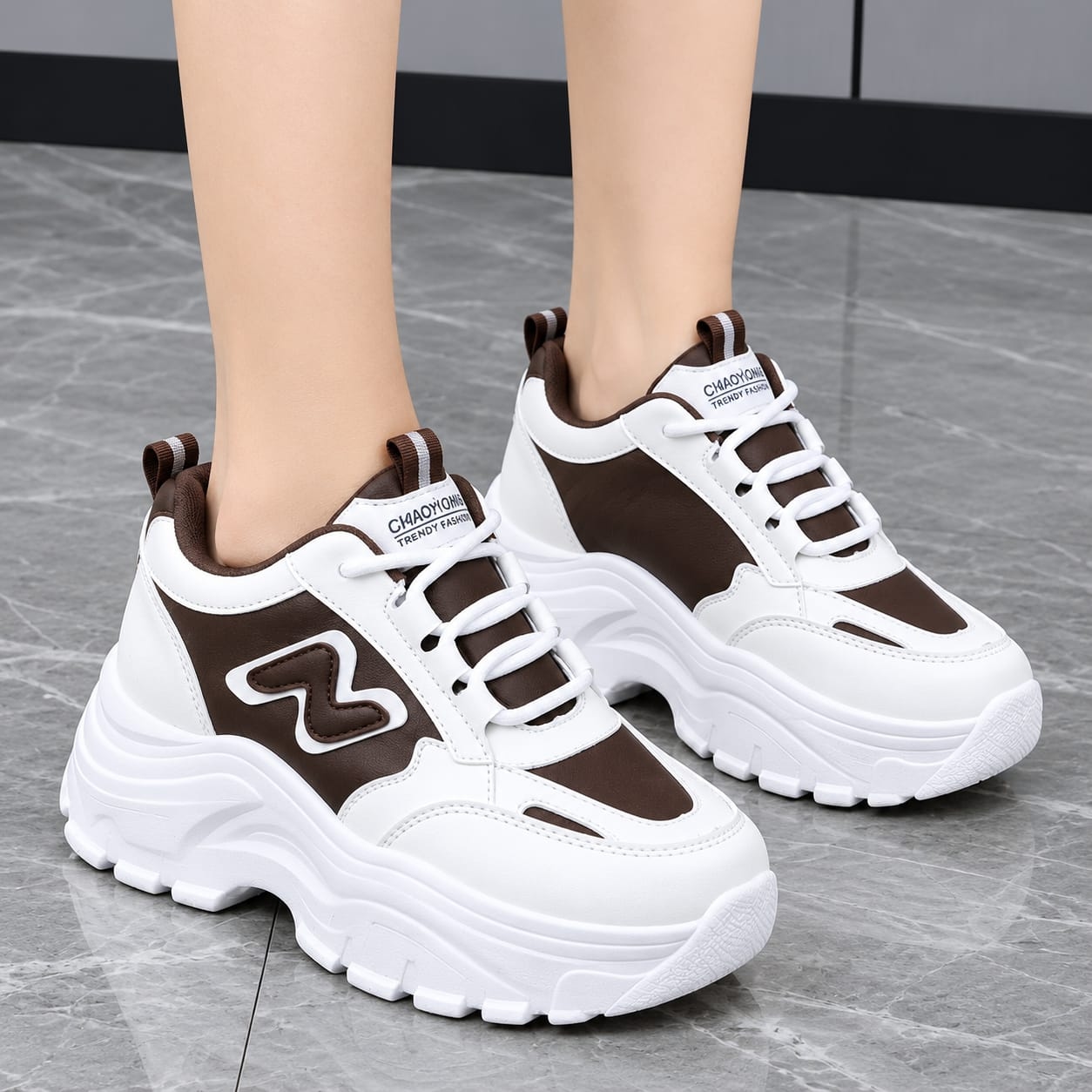 Ladies Korean Style Luxury Heel Sneakers 1