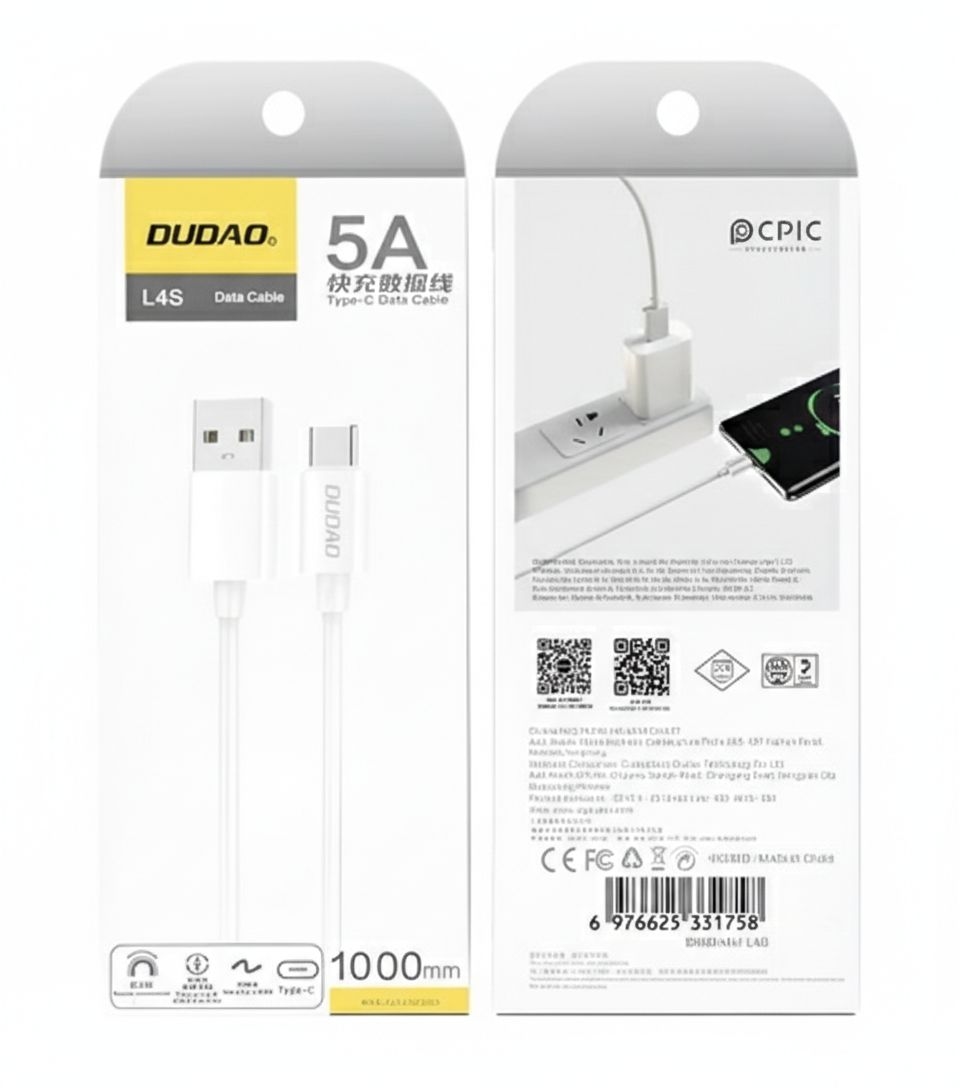 Dudao L4S Type-C Data Cable USB-A to USB-C Cable Charging And Data Transfer USB  To Type-C Data Cable. 1