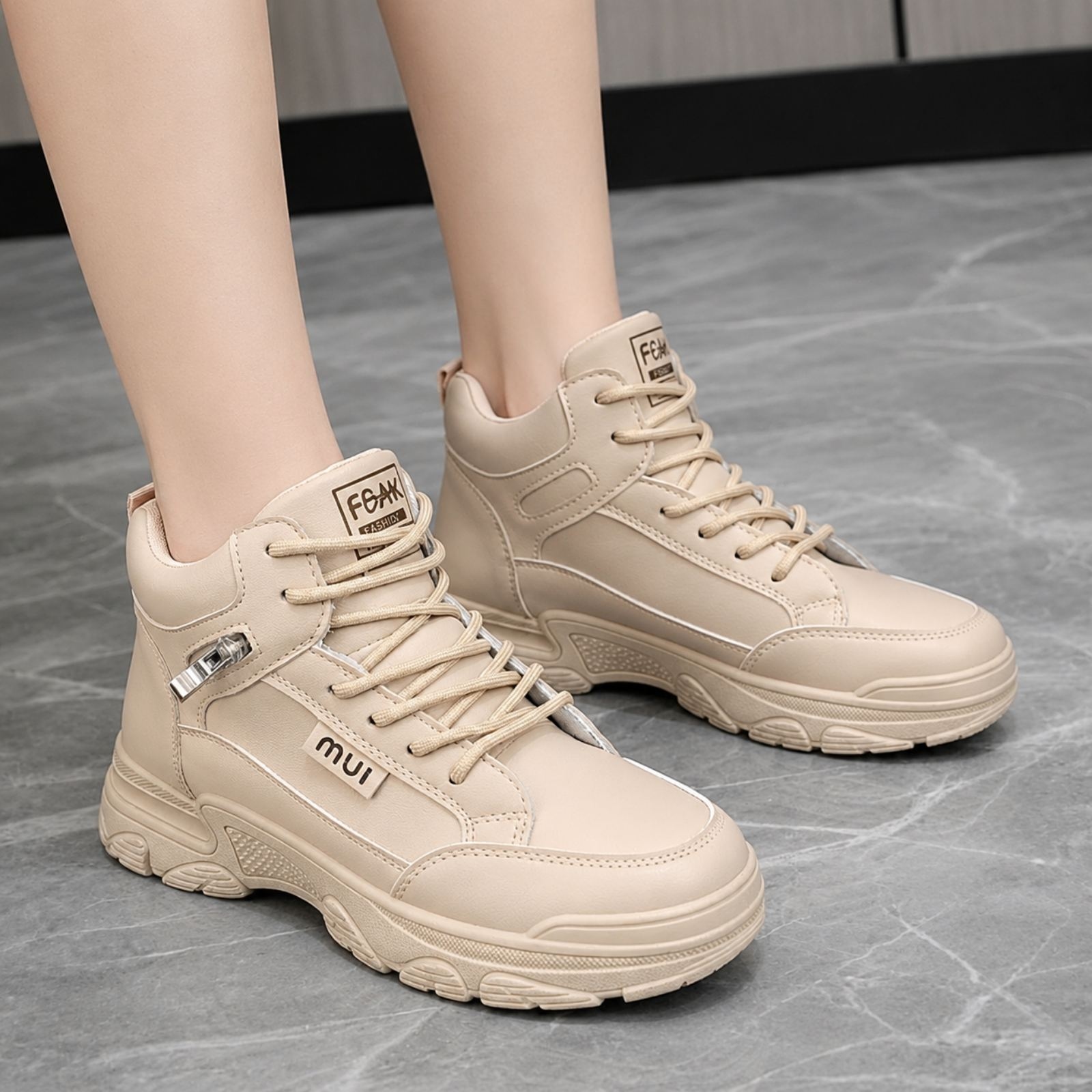 Premium High-Top Lace-Up Platform Sneakers for Women 1