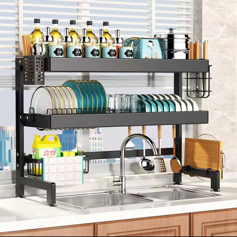 Double Layer Adjustable Dish Sink Rack For House Hold Use 1