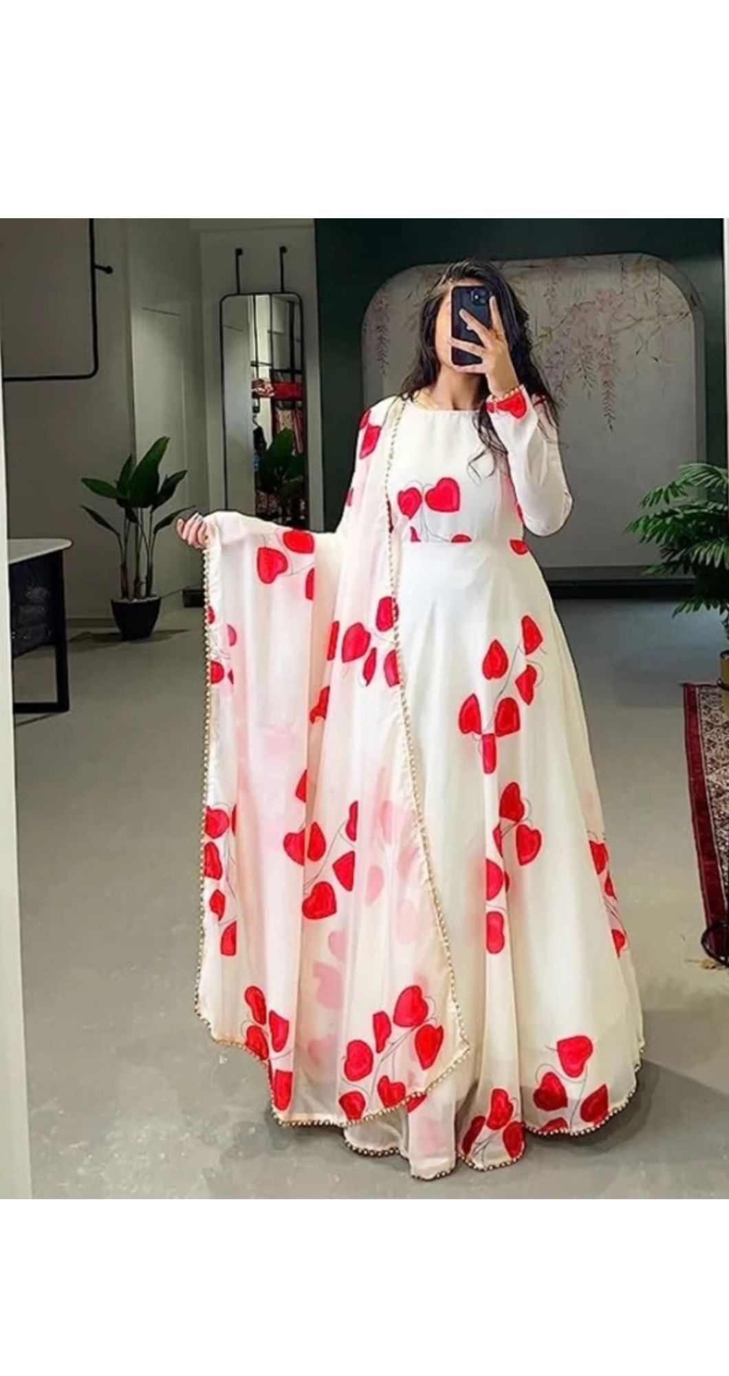 White Gaun Dupatta Set 1