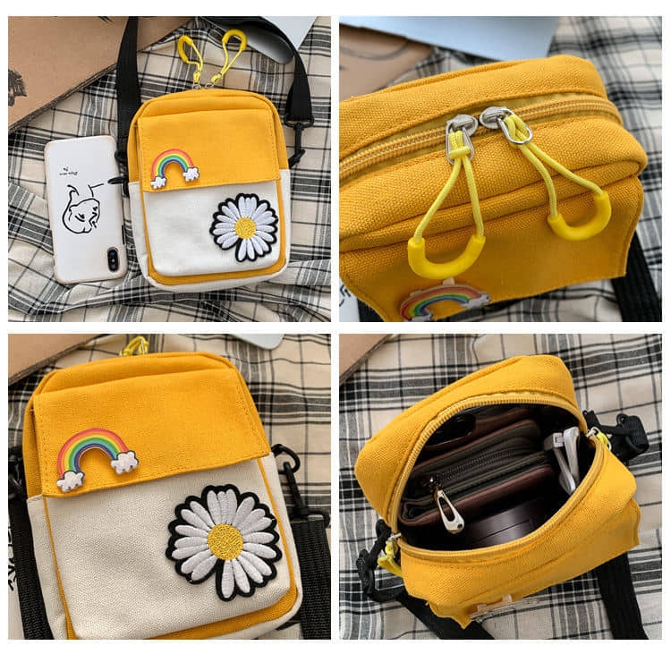 Canvas tote Bag 2020 New Small Daisy Canvas Bag Wild Shoulder Messenger Bag Fashion Student Small Bag Tide 5