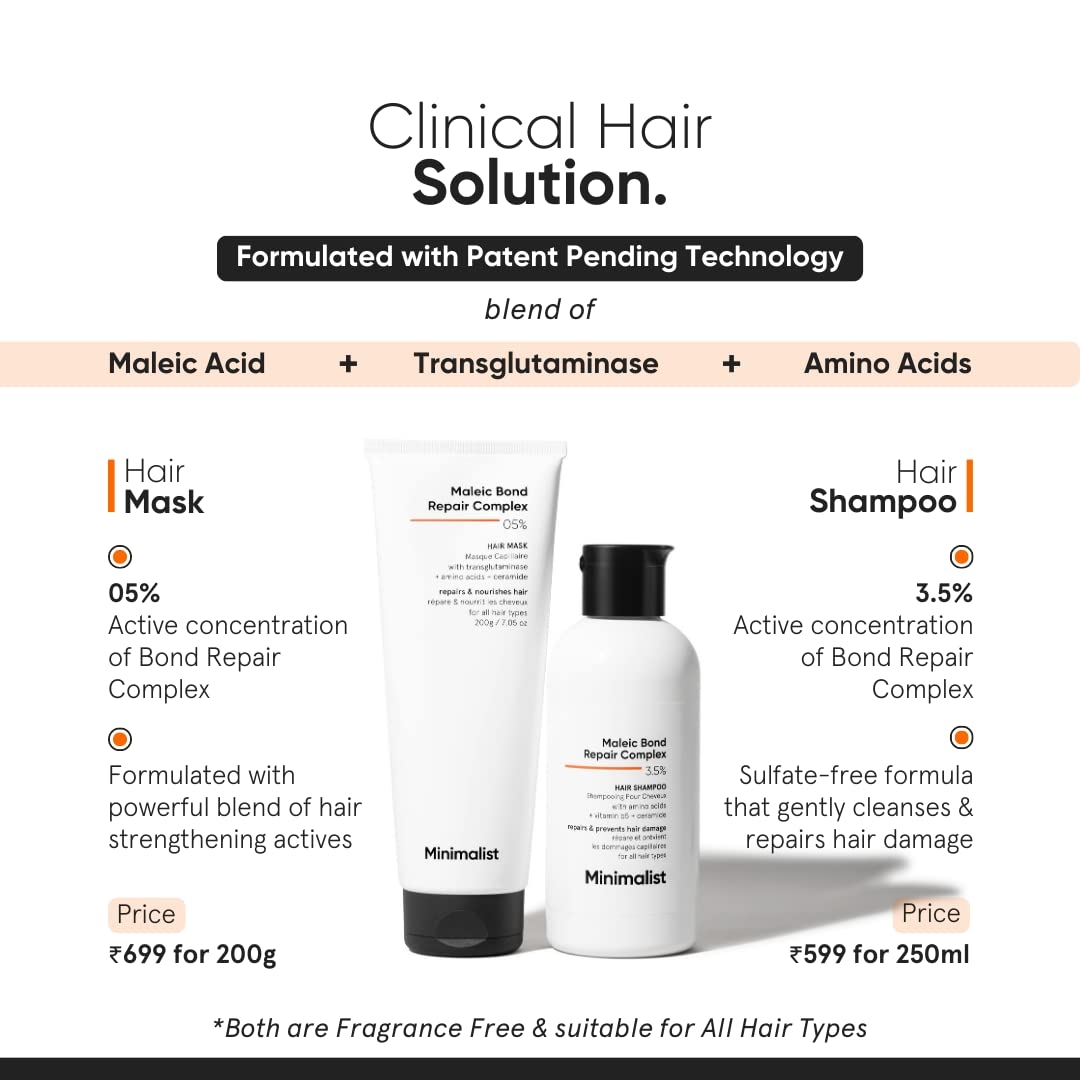 Minimalist Hair Mask for Damaged Hair & Frizzy Hair | Post Shampoo | Maleic Bond Repair Complex 5% | Transglutaminase, Amino Acids & Ceramides | For Women & Men | 7.05 Oz/200 gm 6