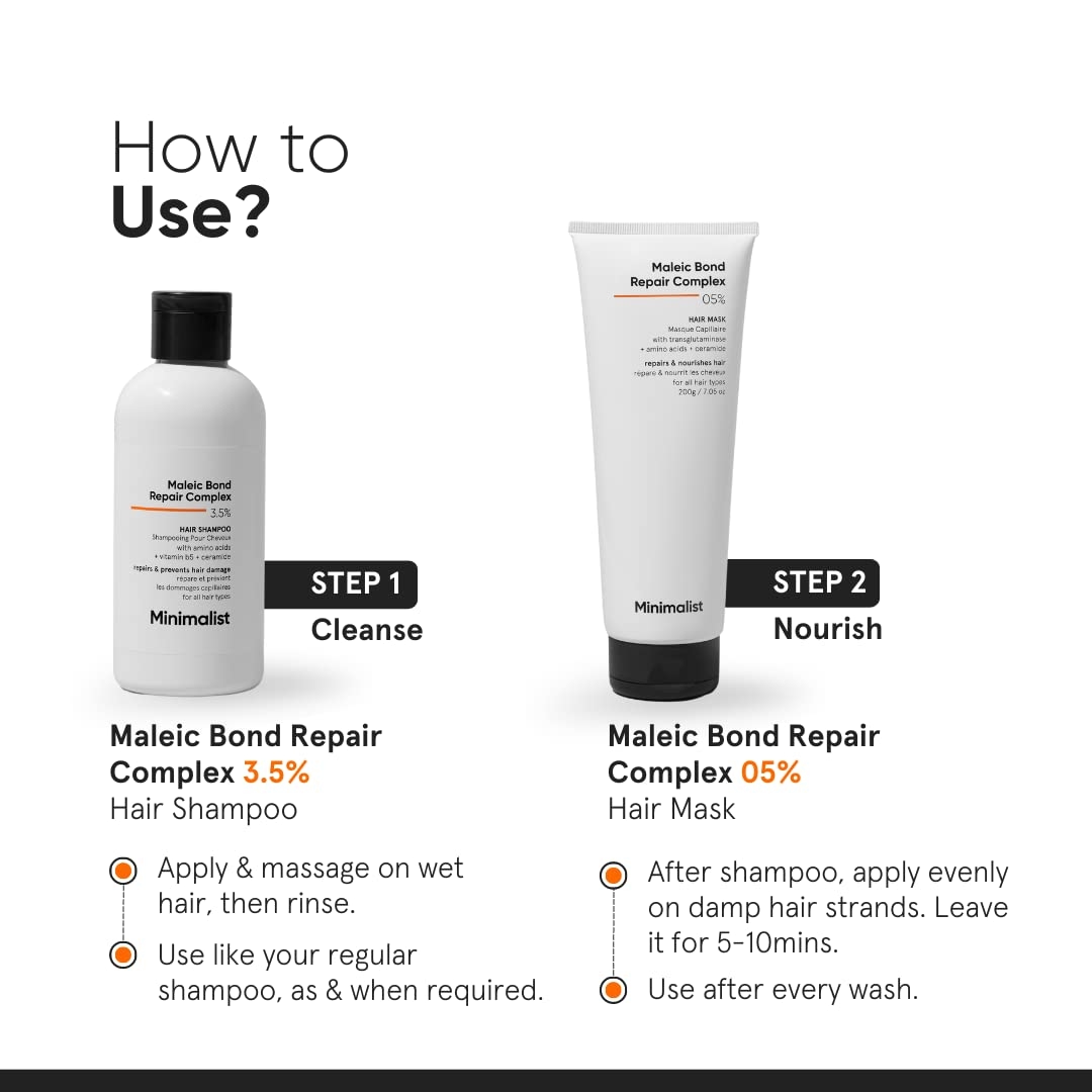 Minimalist Hair Mask for Damaged Hair & Frizzy Hair | Post Shampoo | Maleic Bond Repair Complex 5% | Transglutaminase, Amino Acids & Ceramides | For Women & Men | 7.05 Oz/200 gm 5