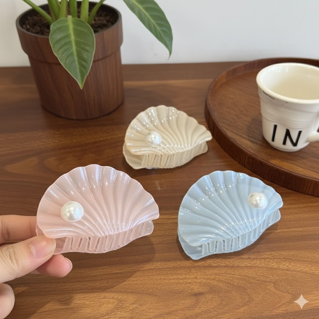 seashell-shaped hair claw clips, 2Pcs 1