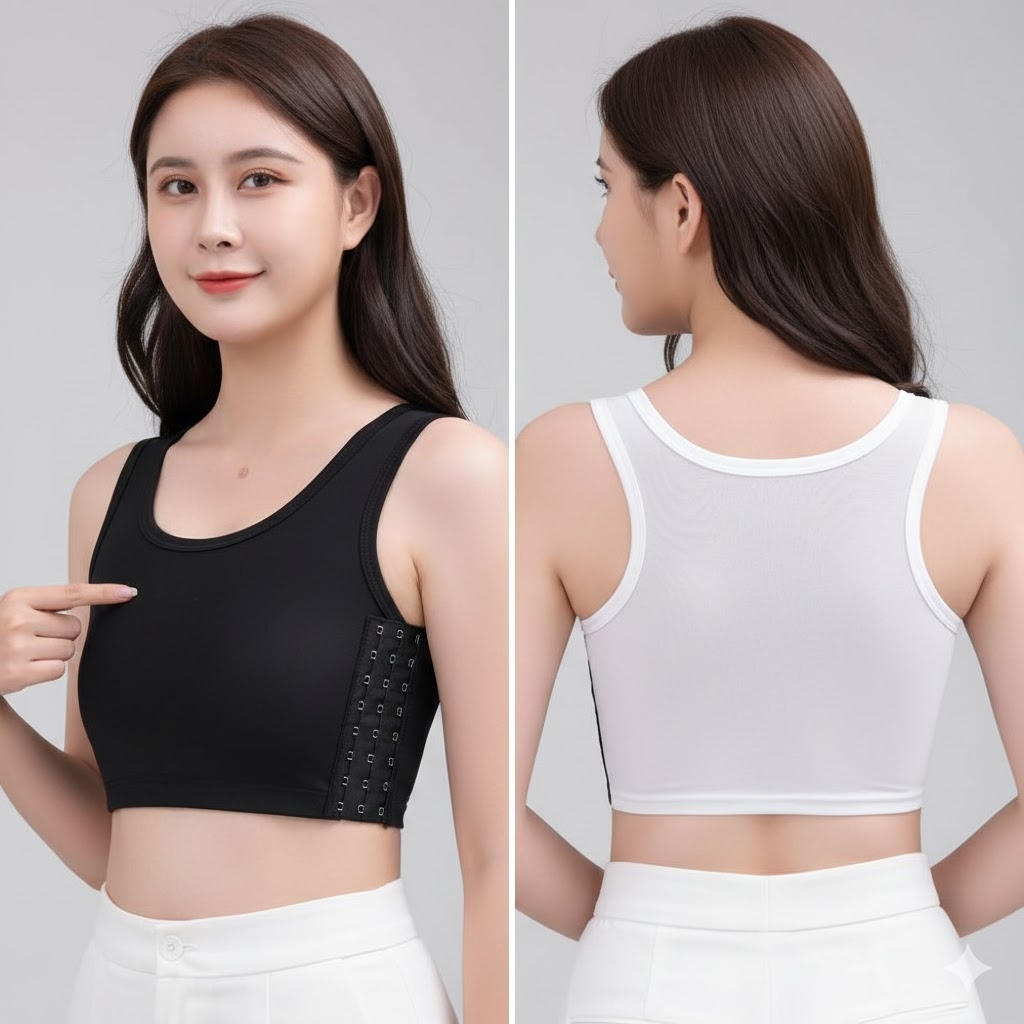 Bandage Trans Breathable Side Hook Bustier Bra Women's Corset Sports Bra Tank Tops Breathable Corsets Short Tomboy Short Chest Binder Top for Women 7